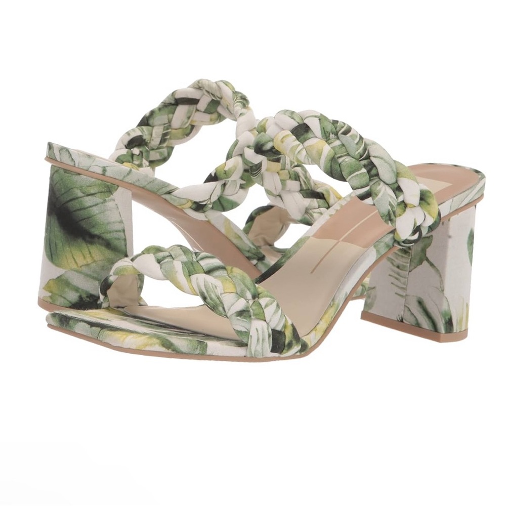 Dolce Vita Paily Palm Green Braided Straps Slide Heel Size 8.5 NWOB